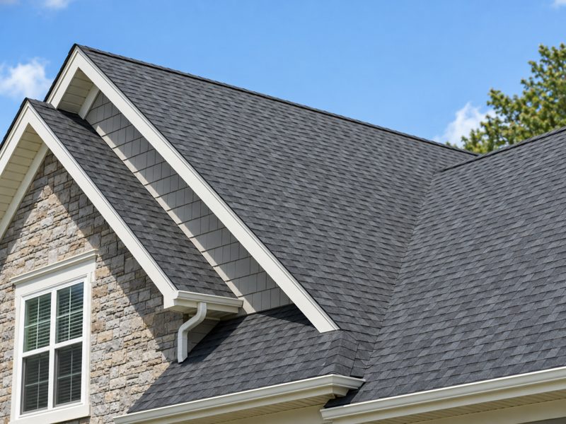 A new shingle roof on a suburban home